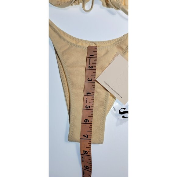 SAME Los Angeles Swim Bikini Set 2Pc Triangke Top High Weist Bottom Beige SZ XS - Picture 5 of 7